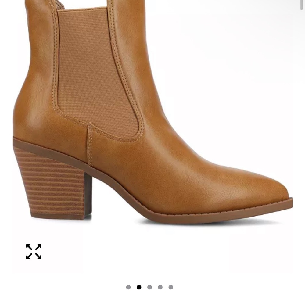 Journee Collection Tan Heeled Boots - Picture 2 of 5